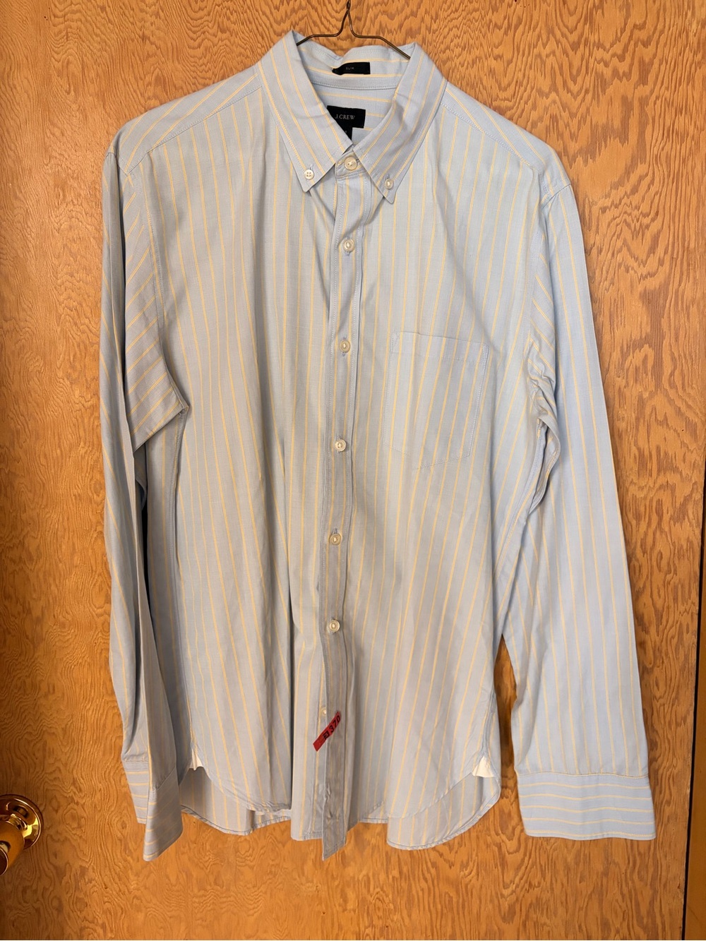 J. Crew Light Blue Shirt with Yellow Pinstripes